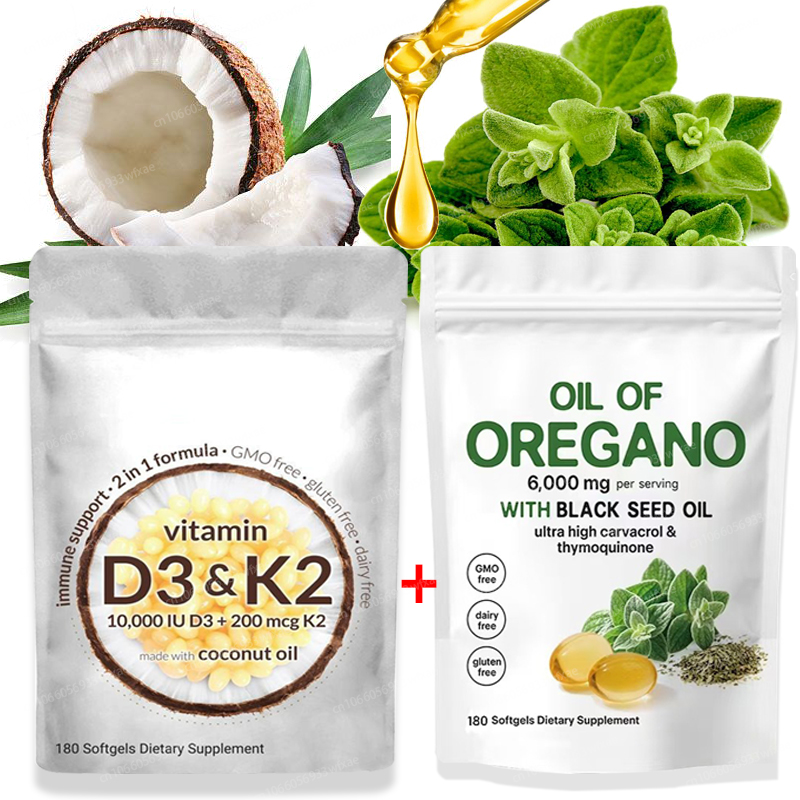 Vitamin D3 K2 Drop - 2 Bags 360Softgels Oil of Oregano