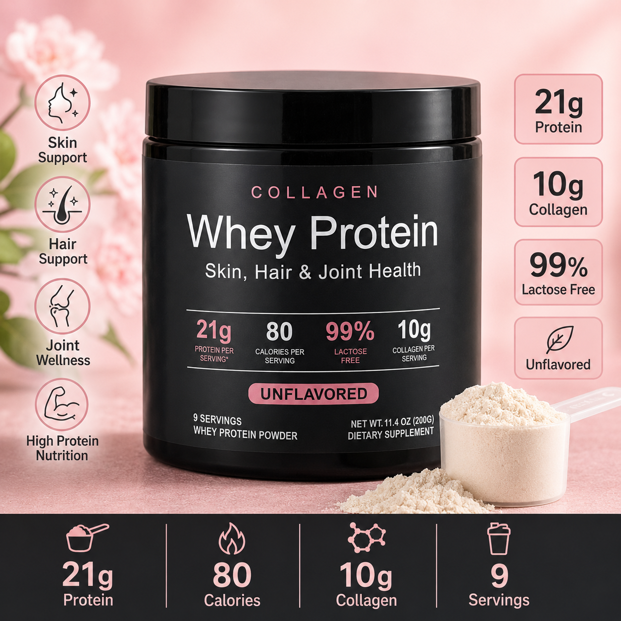 Nutrition And Fitness - Collagen Whey Protein Powder 21g Protein