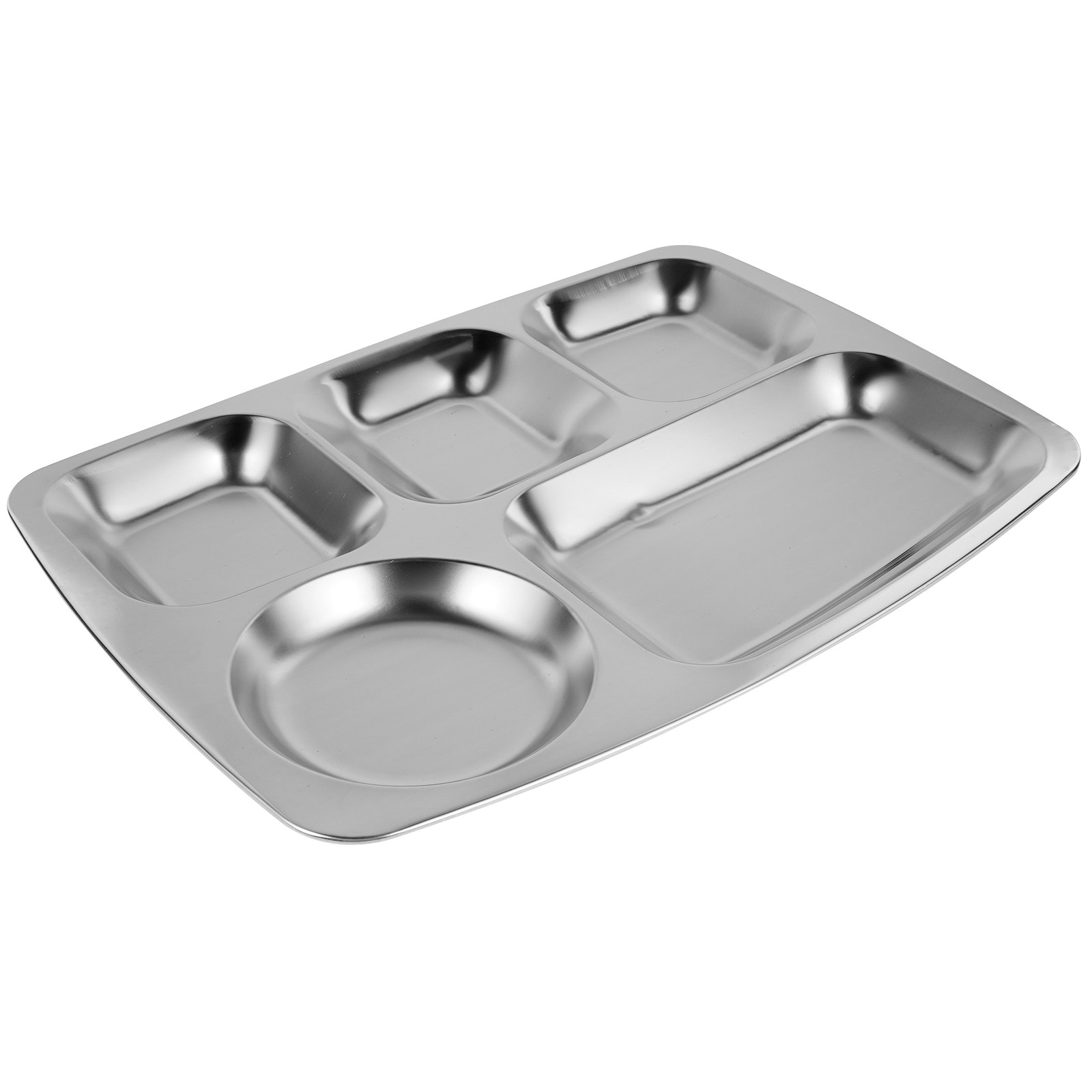 Nutrition & Fitness Station - Stainless Steel Divided Food Plate 5-Grid