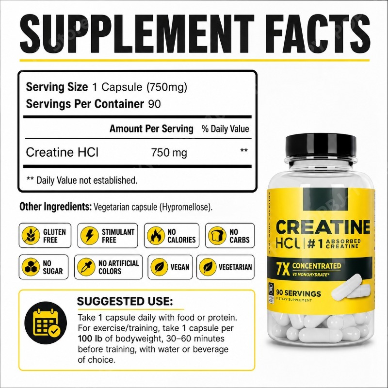 Creatine HCl 750mg 90 Capsules - Nutrition And Fitness avis et prix