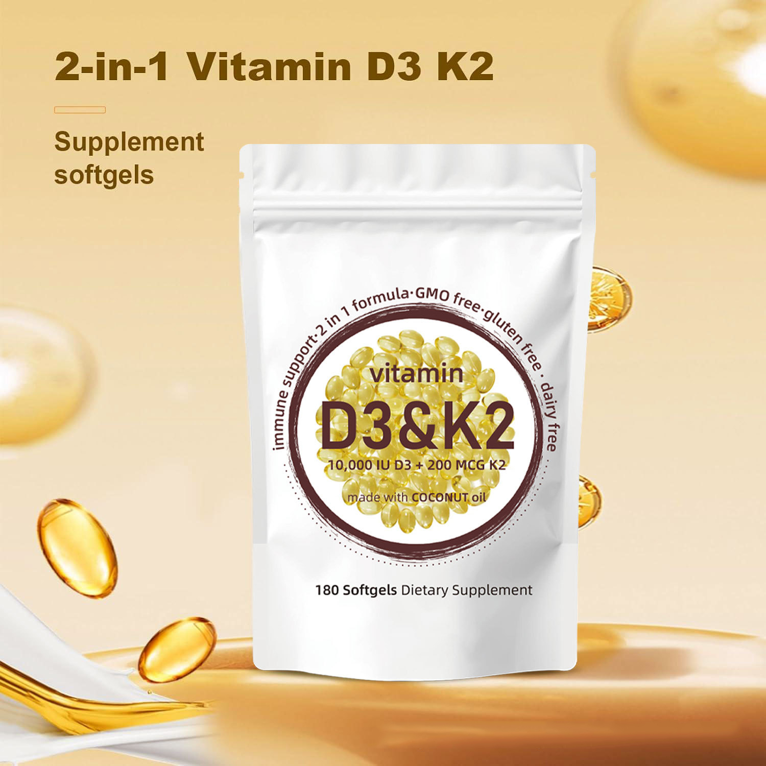 Vitamin D3 K2 Softgels - Vitam - Vitamin D3 K2 Drop avis et prix