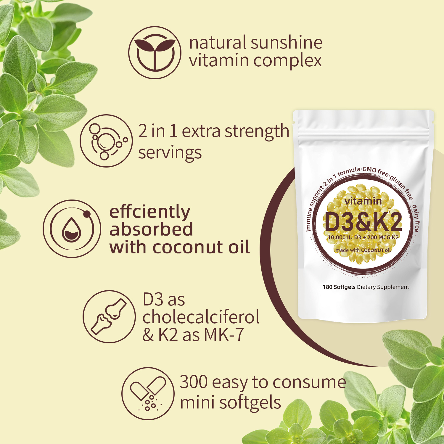 Vitamin D3 K2 Softgels - Vitam - Vitamin D3 K2 Drop avis et prix