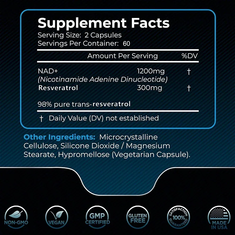 NAD+ Supplements - Natural Ene - Resveratrol Capsule Anti Aging avis et prix
