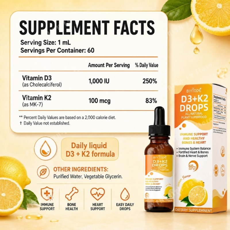 Vitamin D3 K2 Liquid Drops 60m - Vitamin D3 K2 Drop avis et prix