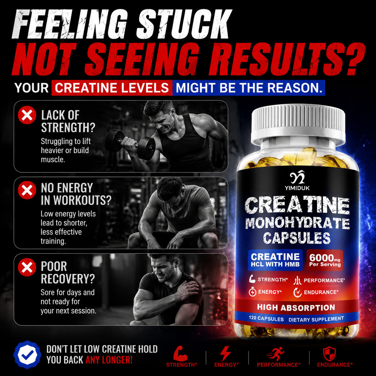 Creatine Monohydrate Capsules, - Pre Workout Supplement avis et prix