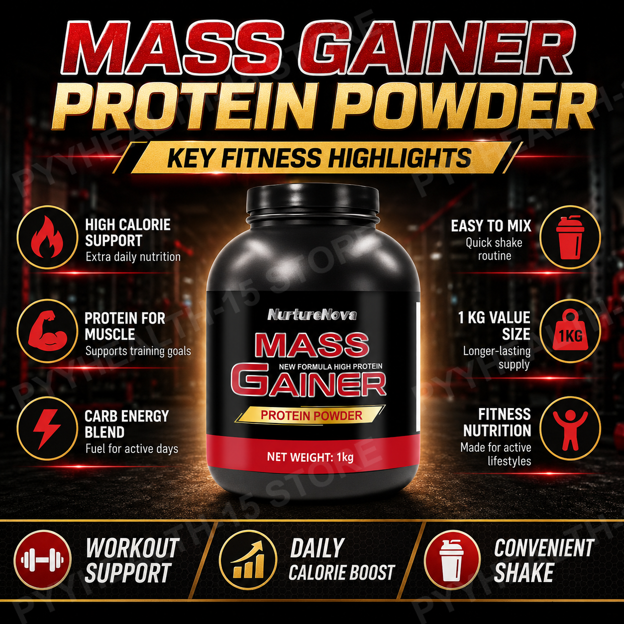 Mass Gainer Protein Powder 1kg - Nutrition And Fitness avis et prix