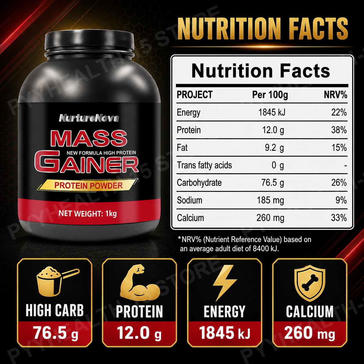 Mass Gainer Protein Powder 1kg - Nutrition And Fitness avis et prix
