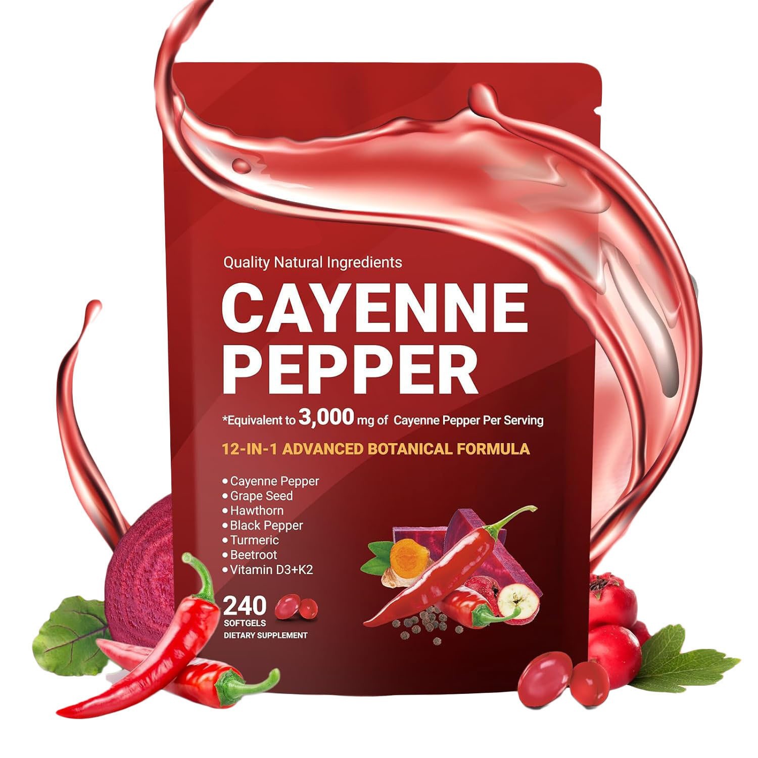 240 Softgels Cayenne Pepper Ca - Vitamin D3 K2 Drop avis et prix