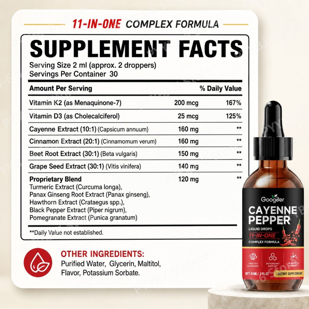 Googeer Cayenne Pepper Liquid  - Vitamin D3 K2 Drop avis et prix