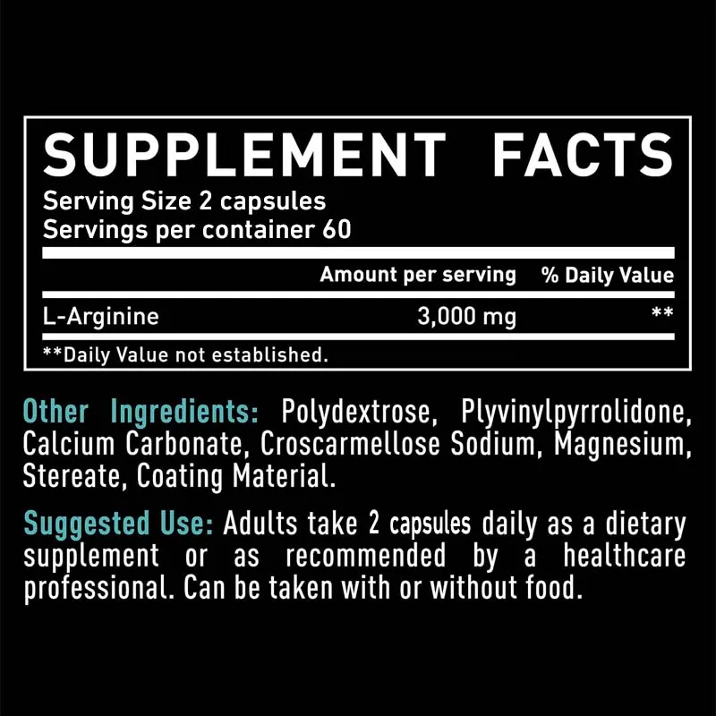 L-Arginine 3000mg - for Energy - Pre Workout Supplement avis et prix