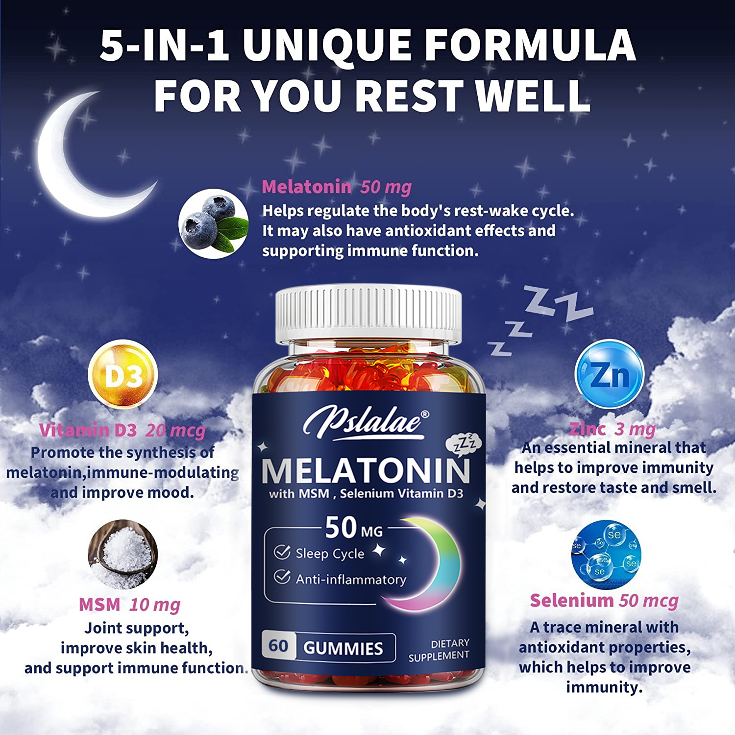 Melatonin Gummies 50mg - Anxie - Melatonin Sleep Gummy avis et prix
